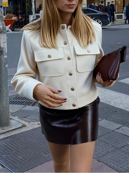 WL Boutique | Elegant Burgundy Tailored Jacket with Two-Tone Buttons