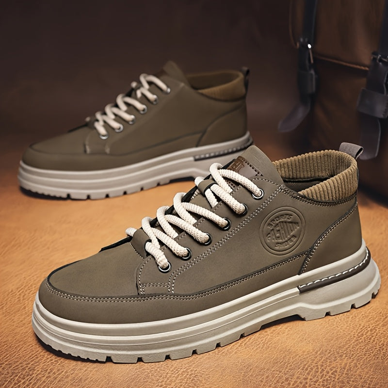 WL Boutique Men | Retro Brown Low-Top Lace-Up Sneakers