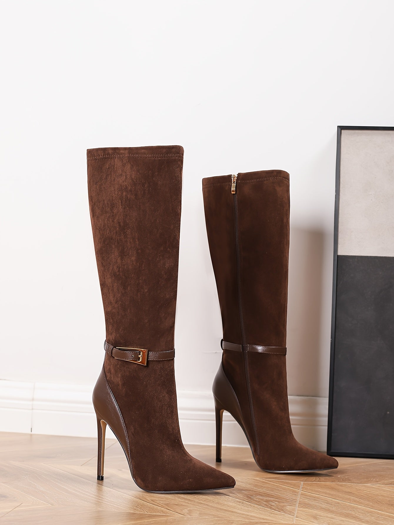 WL Boutique | Elegant Brown Knee-High Stiletto Boots