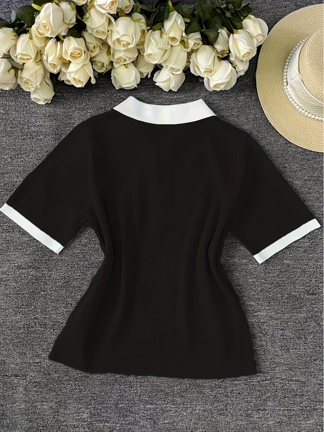 WL Boutique | Navy &amp; White Half-Zip Color Block Sweater