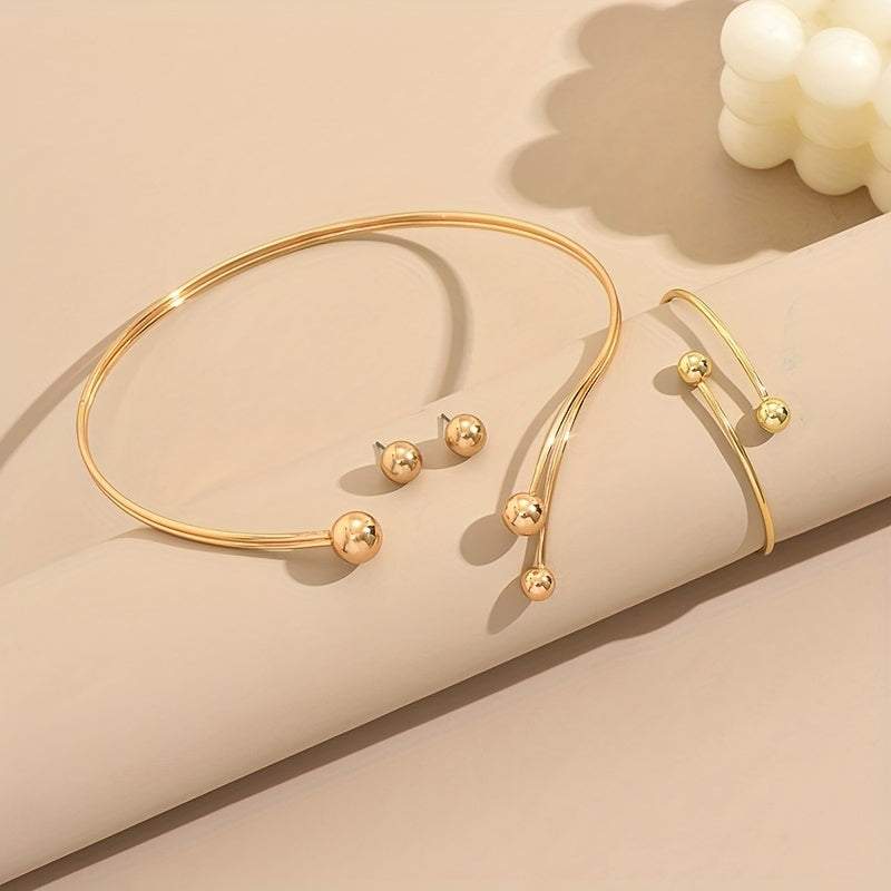 WL Boutique | 4-Piece Geometric Jewelry Set — Earrings, Bracelet &amp; Choker