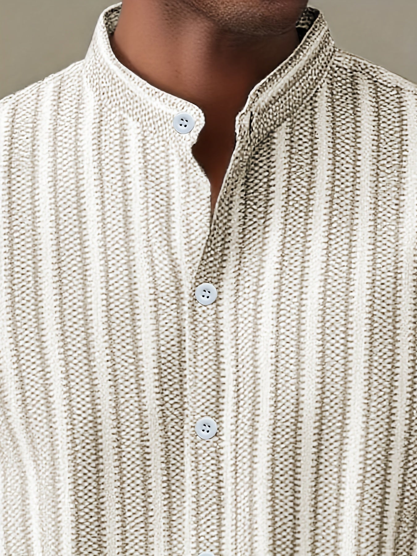 WL Boutique | Men’s Casual Striped Long-Sleeve Shirt – Classic Stand Collar Design