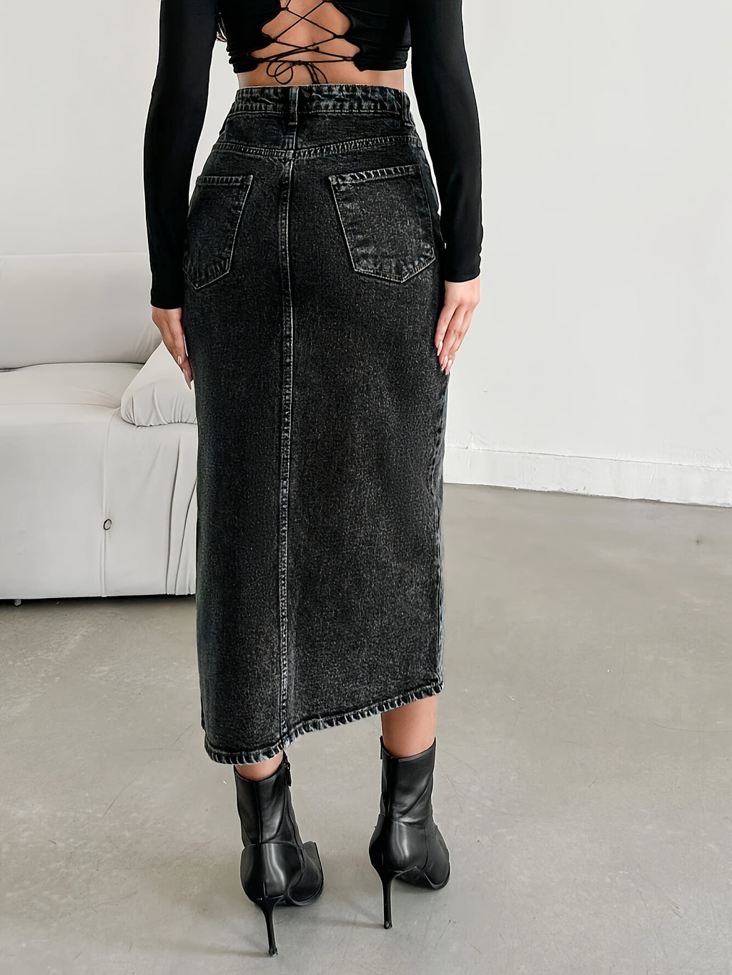 WL Boutique | Asymmetrical Denim Half Skirt