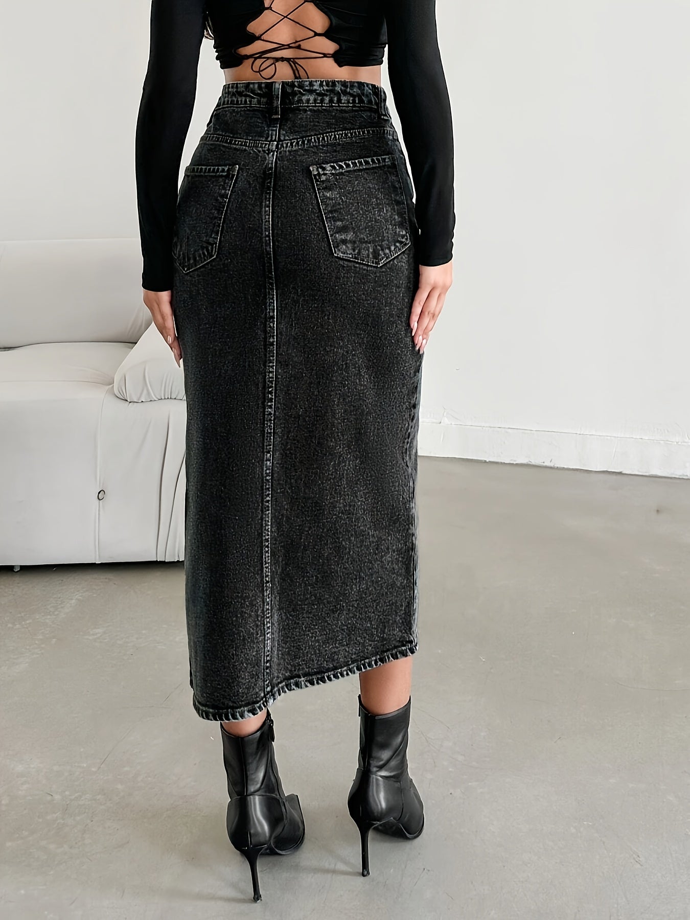 WL Boutique | Asymmetrical Denim Half Skirt