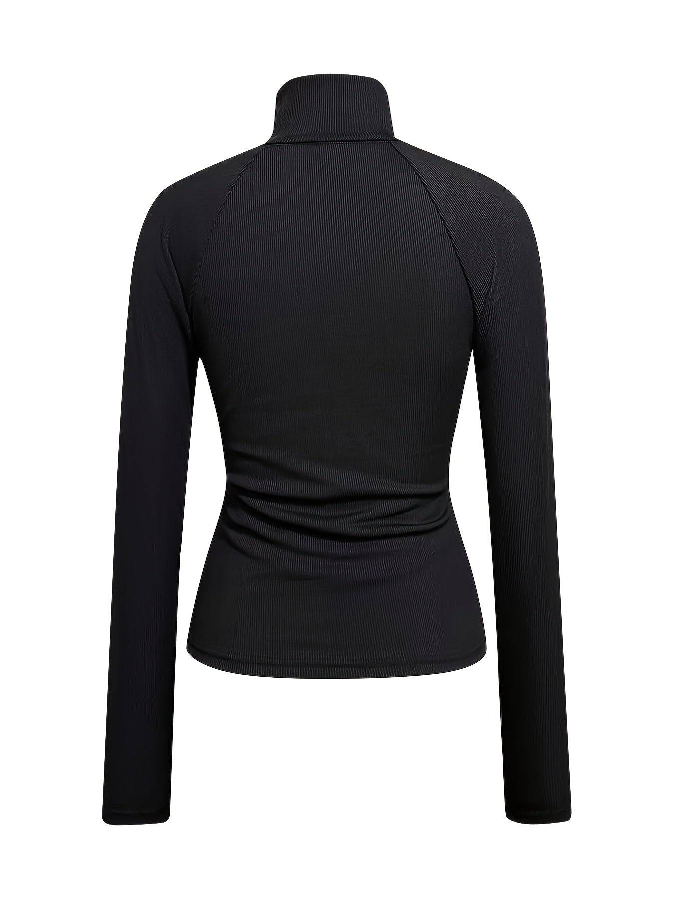 WL Boutique | Black Ribbed High-Neck Zip-Up Top