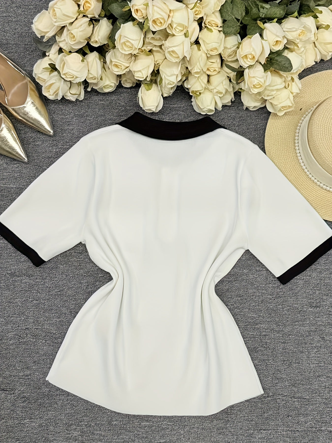 WL Boutique | Navy &amp; White Half-Zip Color Block Sweater