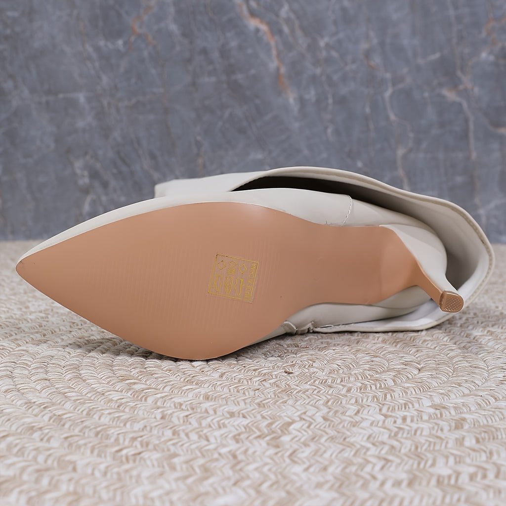 WL Boutique | Elegant Pointed-Toe Knee-High Boots with Metallic Buckle