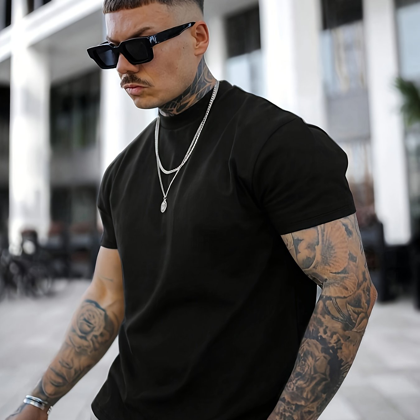 WL Boutique Men | Geometric Print Round-Neck T-Shirt