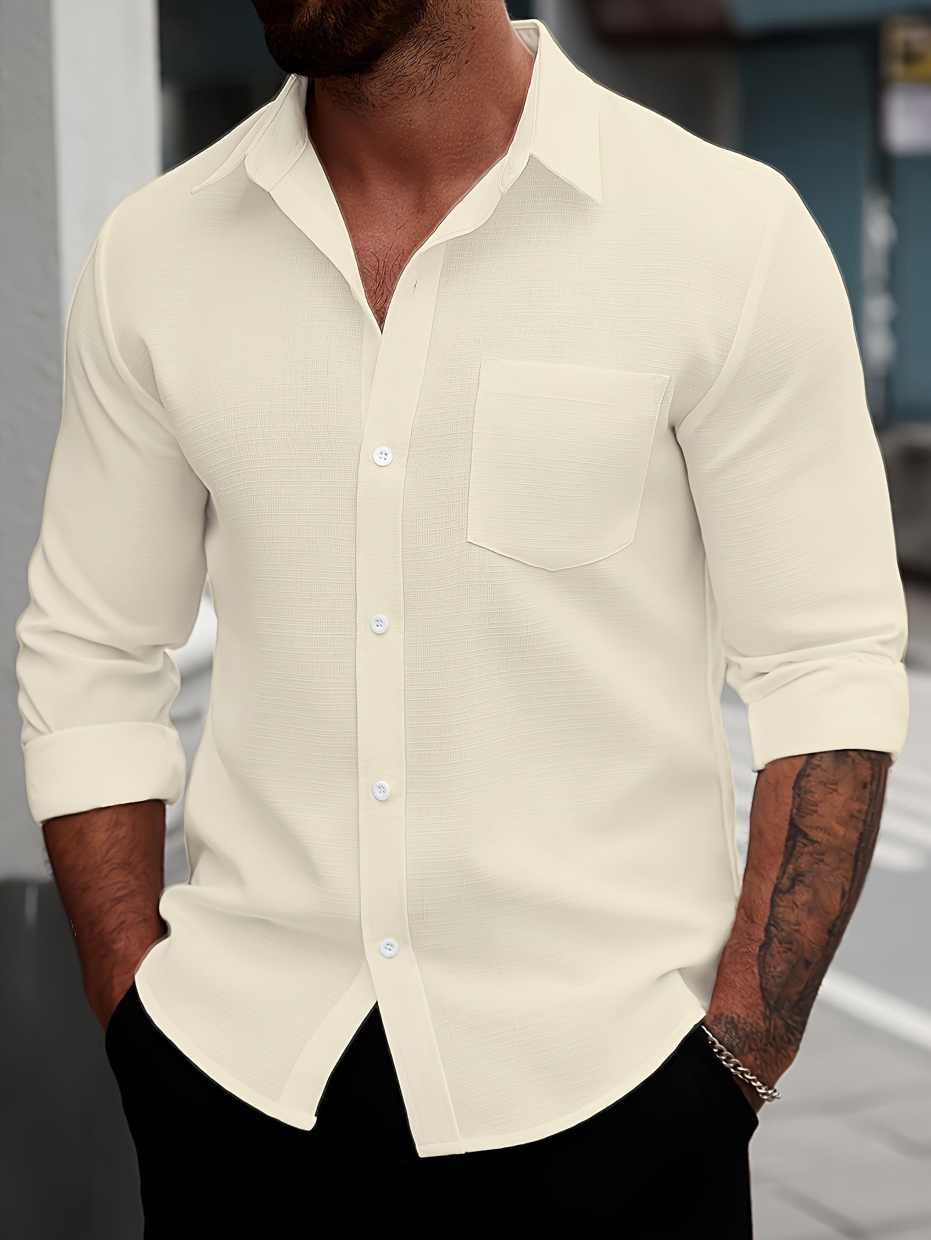 WL Boutique Men | Classic White Long-Sleeve Dress Shirt