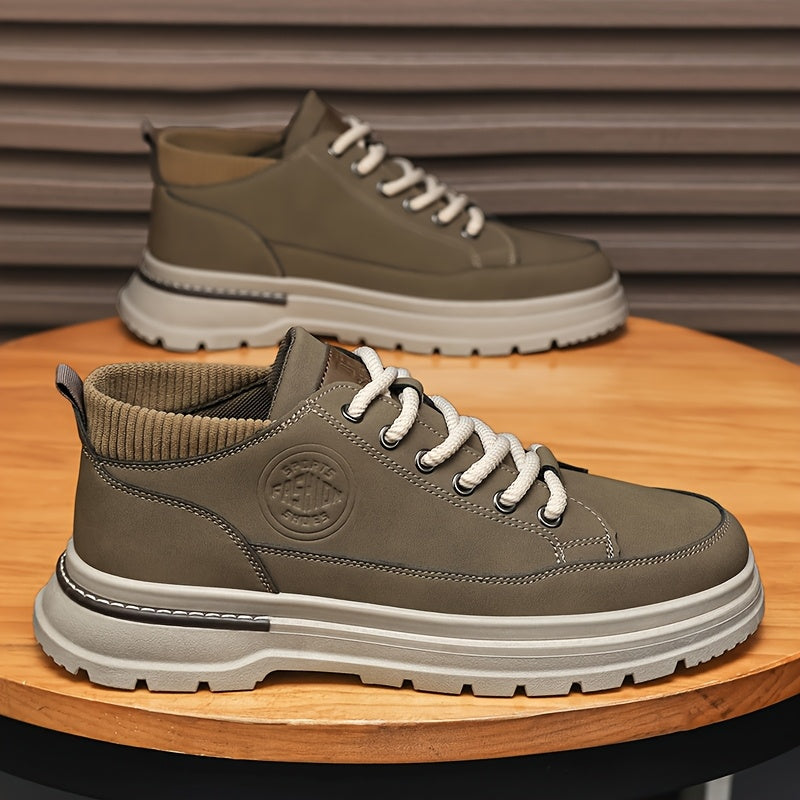 WL Boutique Men | Retro Brown Low-Top Lace-Up Sneakers