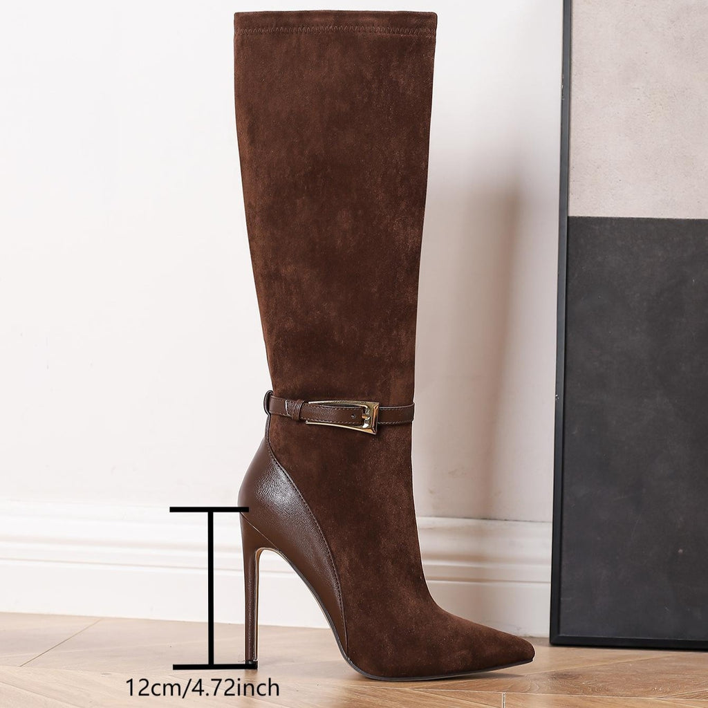WL Boutique | Elegant Brown Knee-High Stiletto Boots