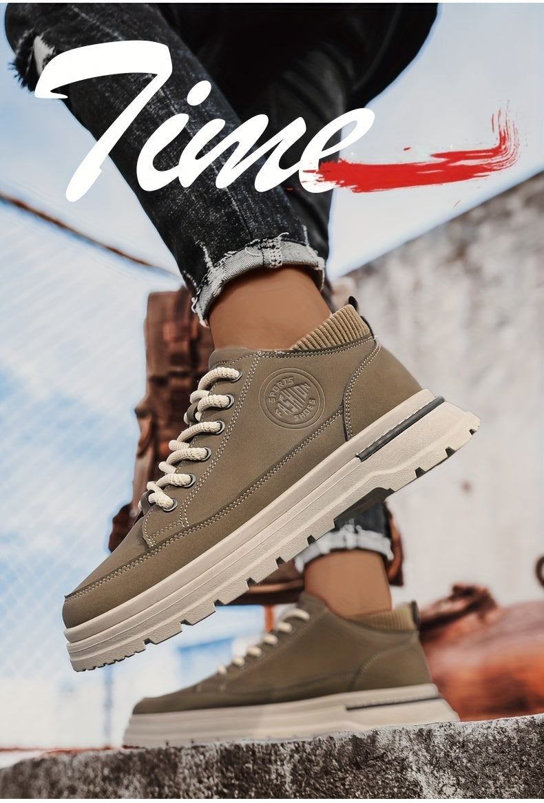 WL Boutique Men | Retro Brown Low-Top Lace-Up Sneakers