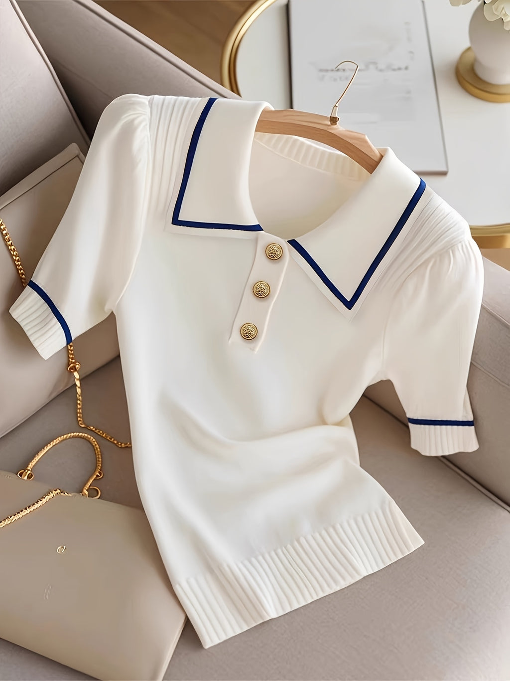 WL Boutique | Elegant Short-Sleeve Button-Up Collared Shirt