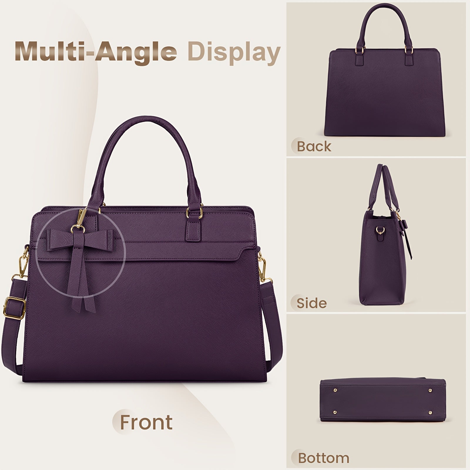 WL Boutique | Elegant Black PU Laptop Tote &amp; Satchel Set