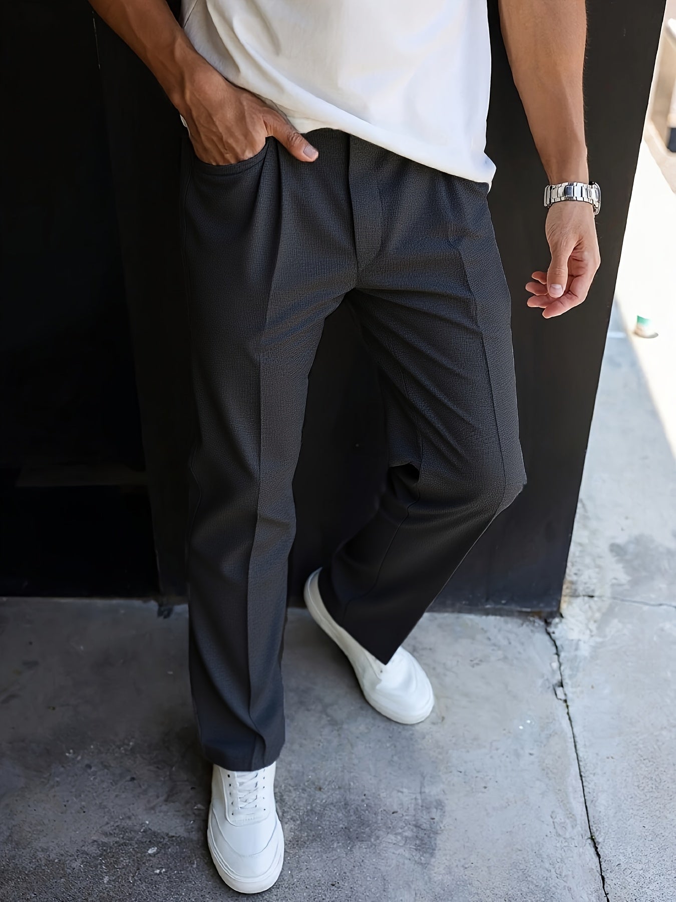 WL Boutique | Men’s Elegant Tapered Wide-Leg Trousers – Classic Black Formal Pants
