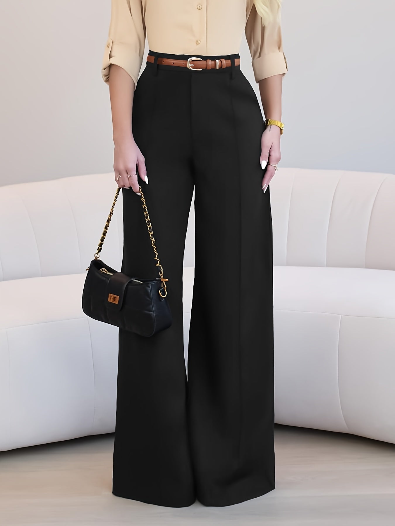 Bruna Aeppli by WL Boutique | Elegant Solid Wide-Leg Pants – Timeless Simplicity with Modern Grace