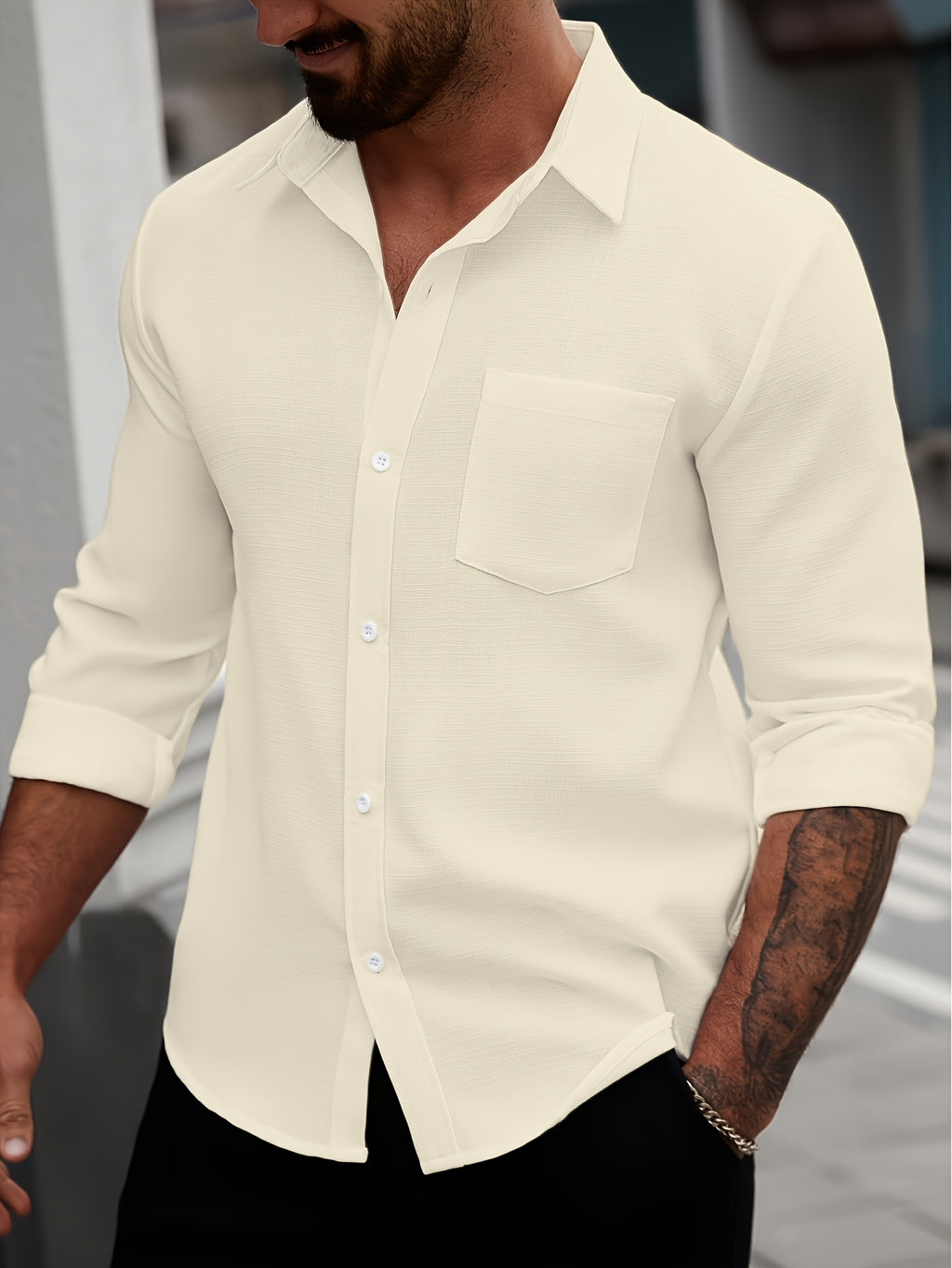 WL Boutique Men | Classic White Long-Sleeve Dress Shirt