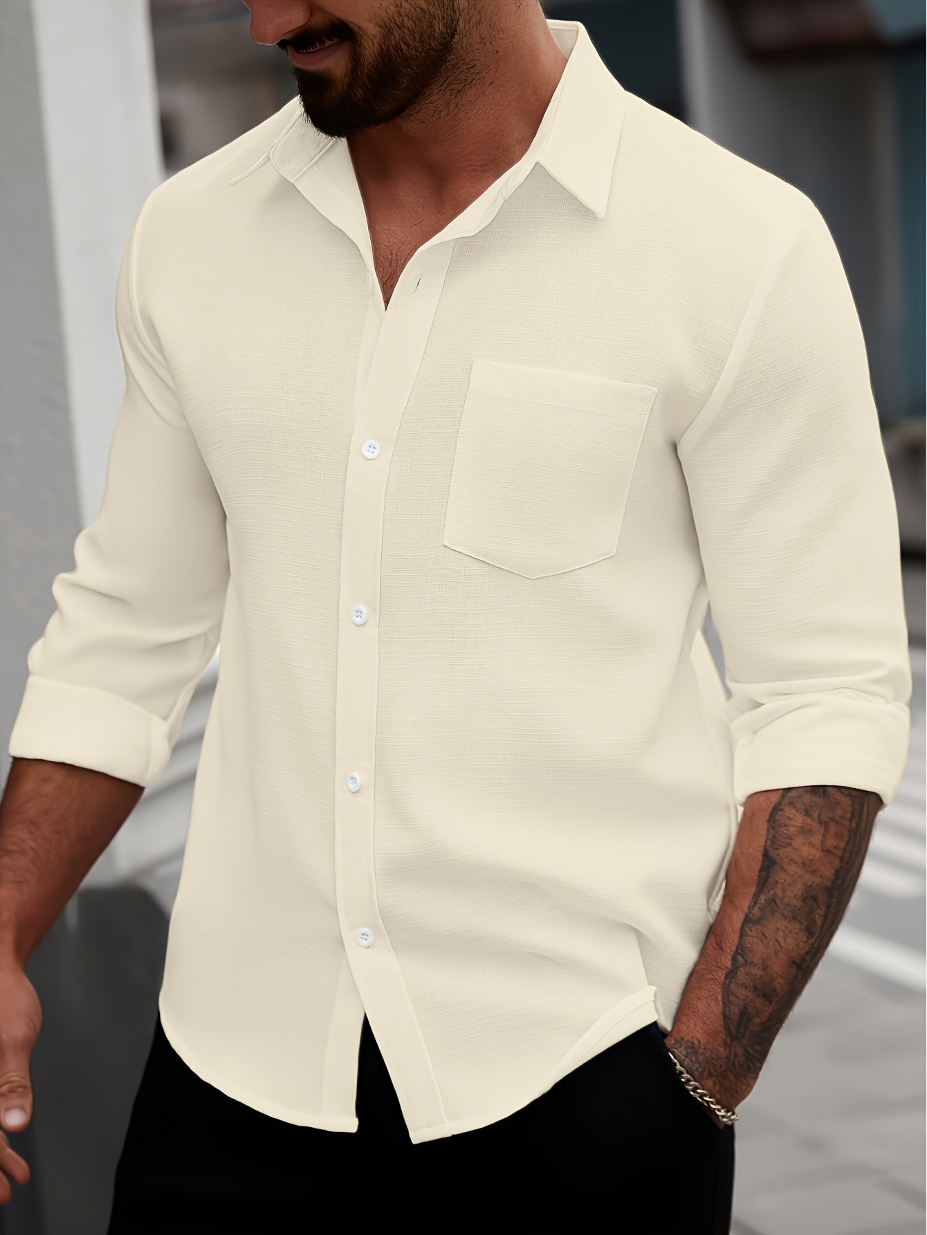 WL Boutique Men | Classic White Long-Sleeve Dress Shirt